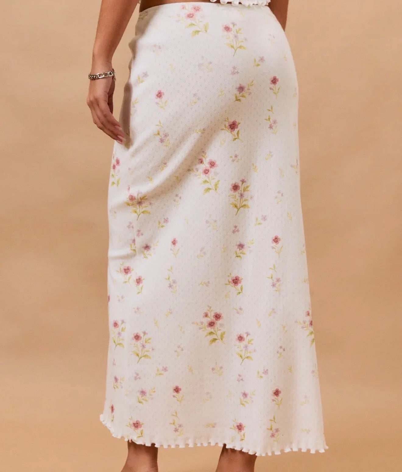 Garden Pointelle Midi Skirt