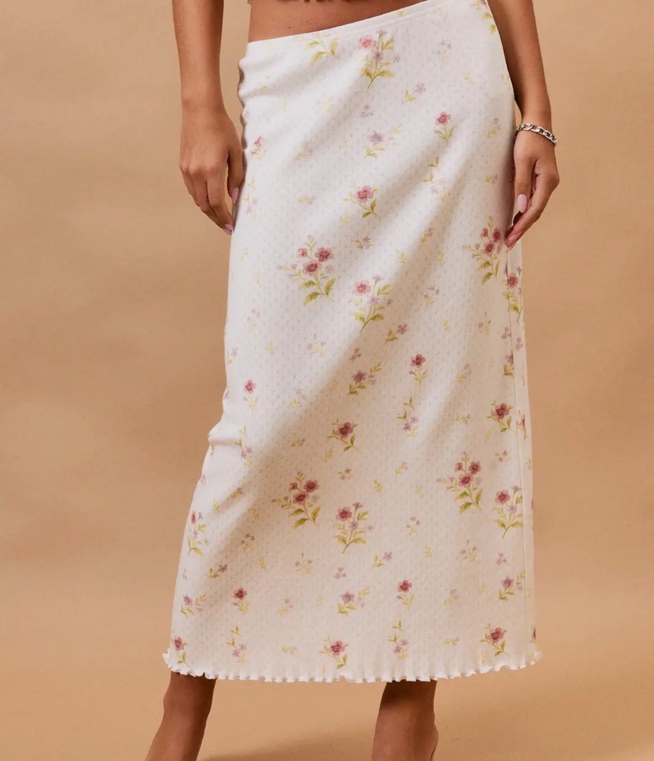 Garden Pointelle Midi Skirt