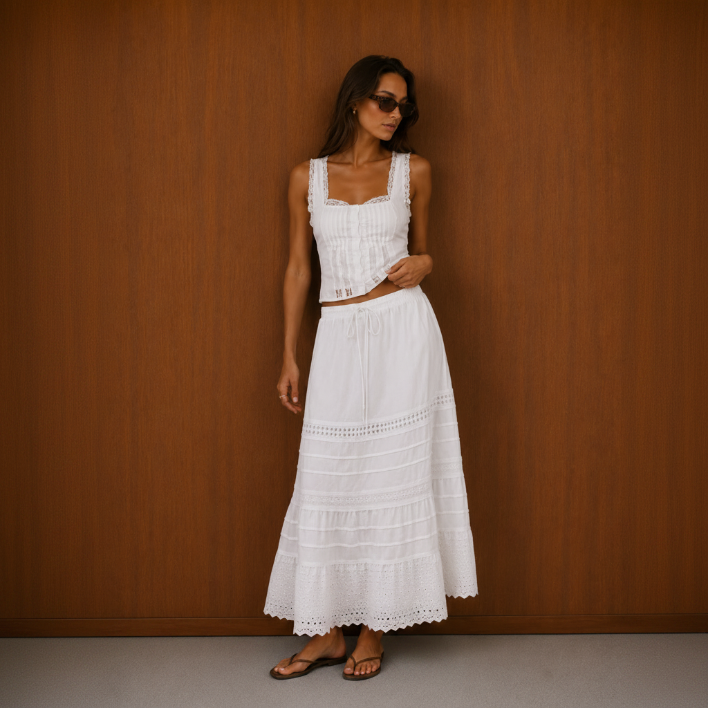 Palazzo Eyelet Skirt